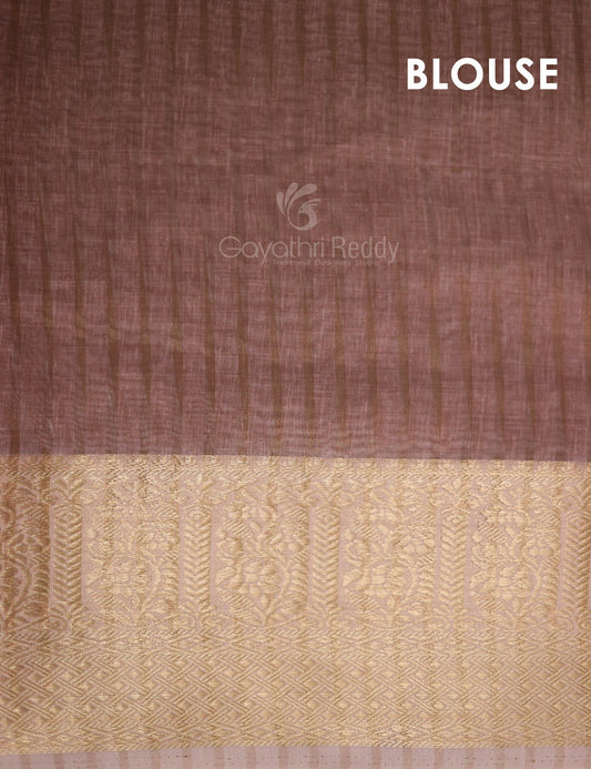 Light Rust Colour Floral Printed Semi Chanderi Saree By Gayathri Reddy Designer Studio | Swadesiicart