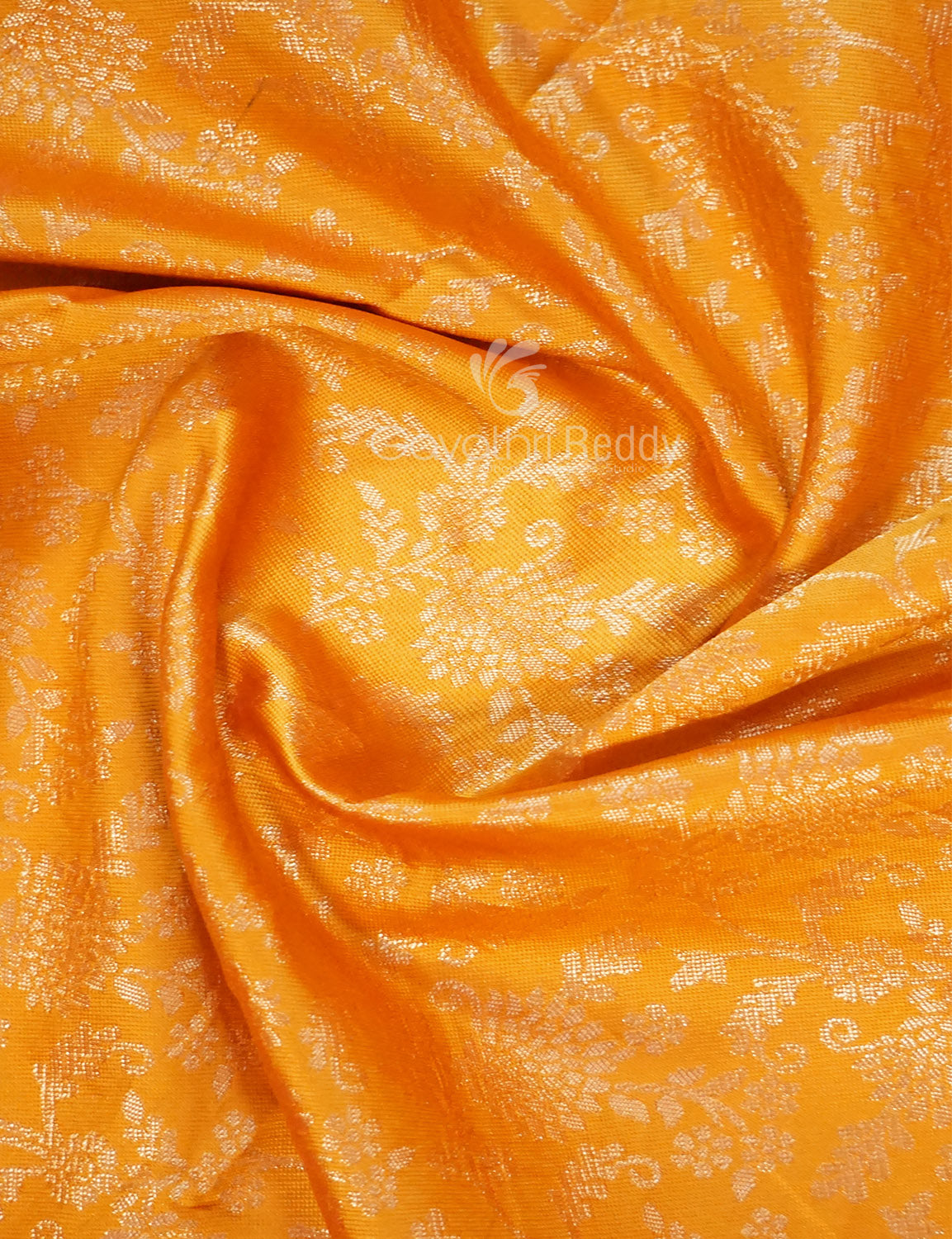 Shades of Yellow Floral Designbanaras Semi Silk Saree By Gayathri Reddy Designer Studio | Swadesiicart