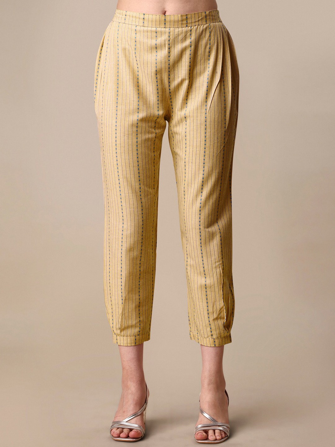 Kalini Women Woven Striped Thread Work Kurta with Trousers - Swadesiicart
