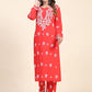 HOUSE OF KARI Floral Embroidered Chikankari Pure Cotton Straight Kurta With Trousers | Swadesiicart