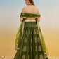 Aastha Fashion Mehandi Green Butterfly Net Tone To Tone Cotton Thread Work And Sequence Work Embroidery Wedding Wear Lehenga Choli