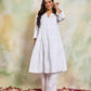 HOUSE OF KARI Women Notch Neck Floral Embroidered Chikankari Shadow Work Cotton Kurta | Swadesiicart
