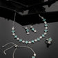 NVR Women Silver Plated & Blue Cz Stone Handcrafted Jewellery Set - Swadesiicart