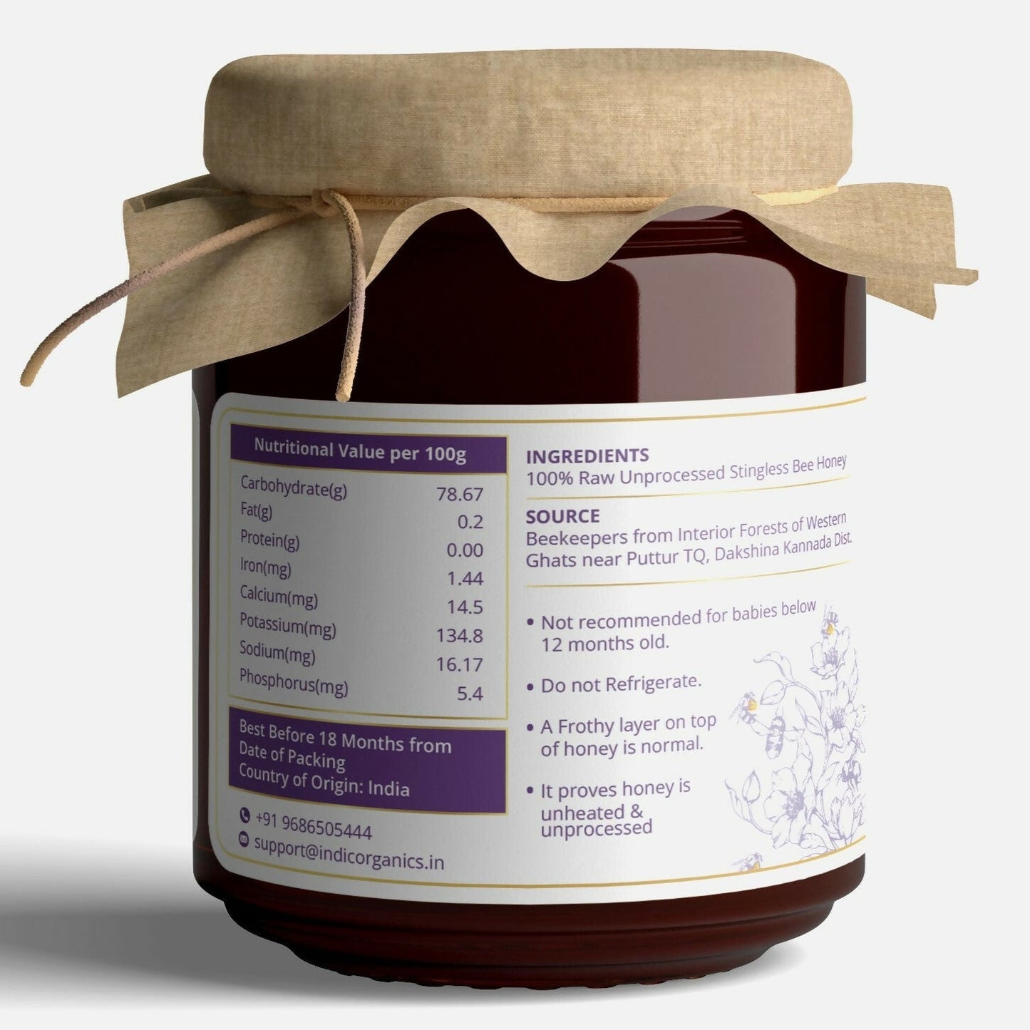 Indic Organics Small Stingless Bee Raw Honey from Western Ghats - Swadesiicart