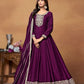 Anaita Wine Embroidered Art Silk Anarkali Suit