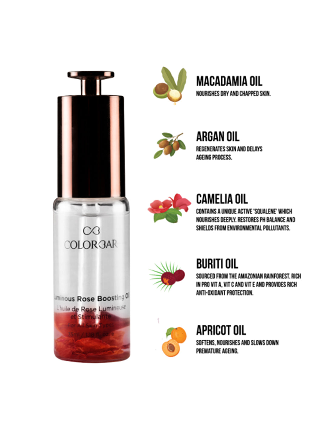 Colorbar Face Oils Colorbar Luminous Rose Boosting Oil - Swadesiicart