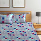 BOMBAY DYEING Marigold Blue Geometric Cotton 104 TC King Bedsheet With 2 Pillow Covers - Swadesiicart