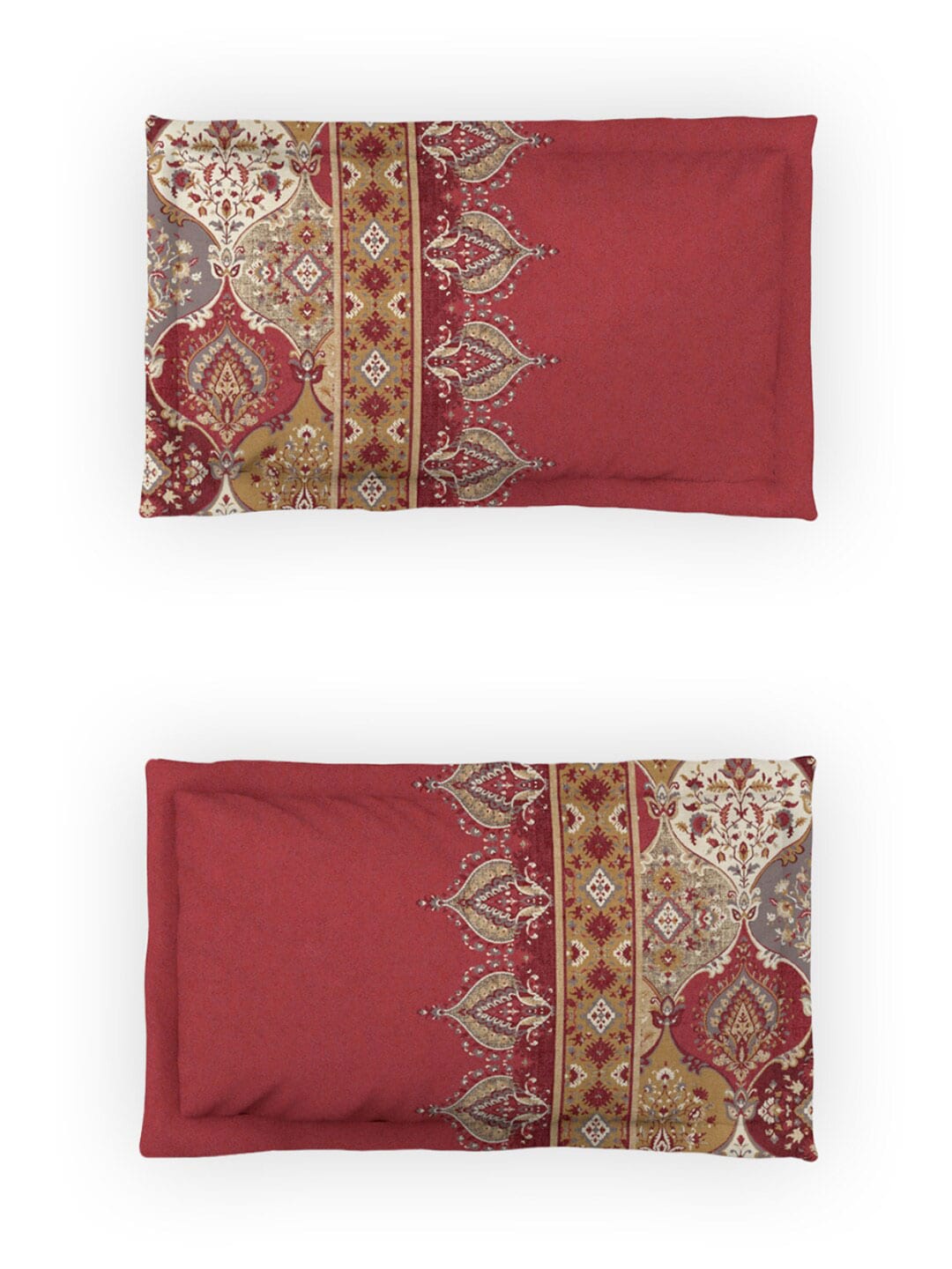 DDecor Red & White Ethnic Motifs Cotton 140 TC King Bedsheet with 2 Pillow Covers - Swadesiicart