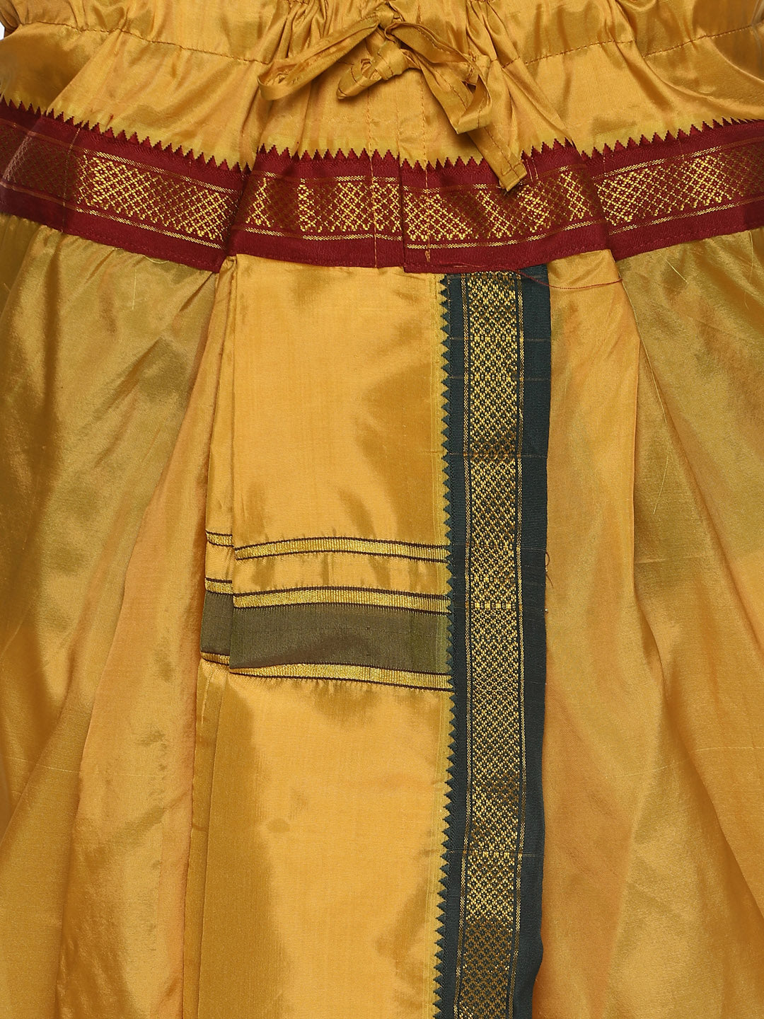 Sethukrishna Men Mustard Yellow Solid Readymade Dhoti Pants With Angavastram | Swadesiicart