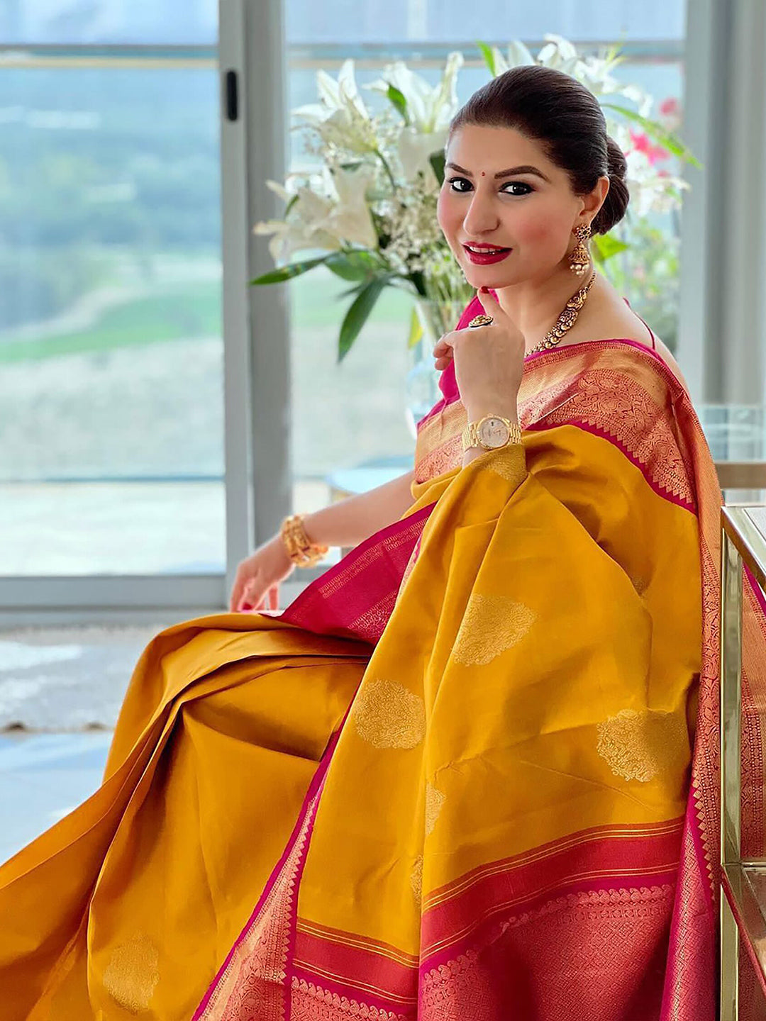 Kalini Ethnic Motifs Woven Design Zari Silk Cotton Banarasi Saree | Swadesiicart
