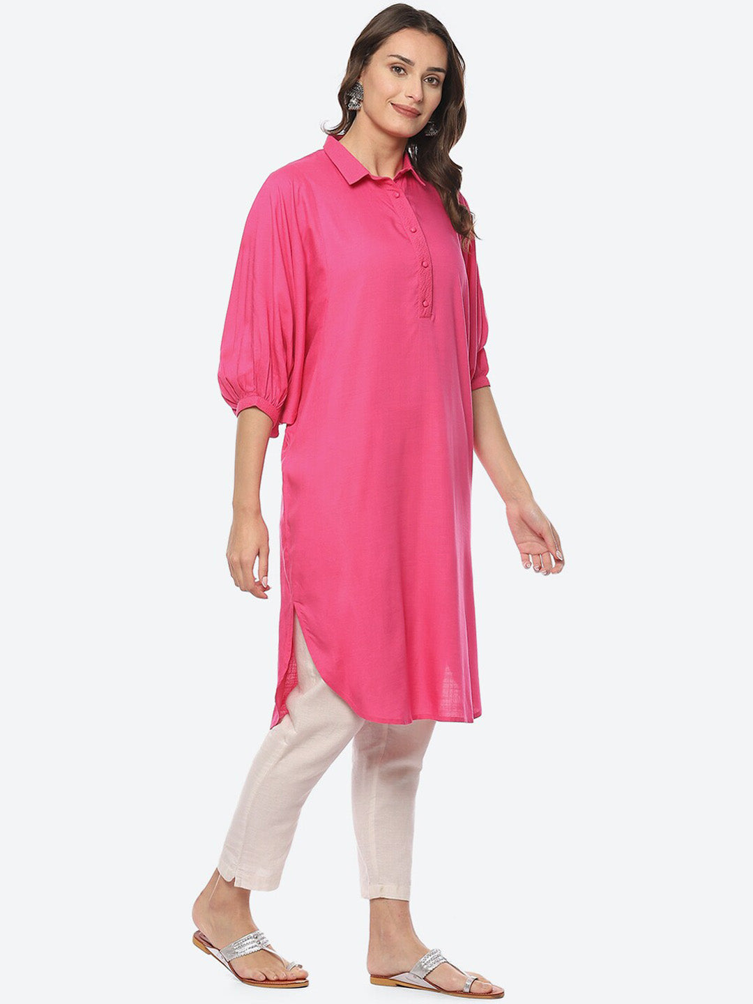 Biba Women Puff Sleeves Pathani Kurta - Swadesiicart