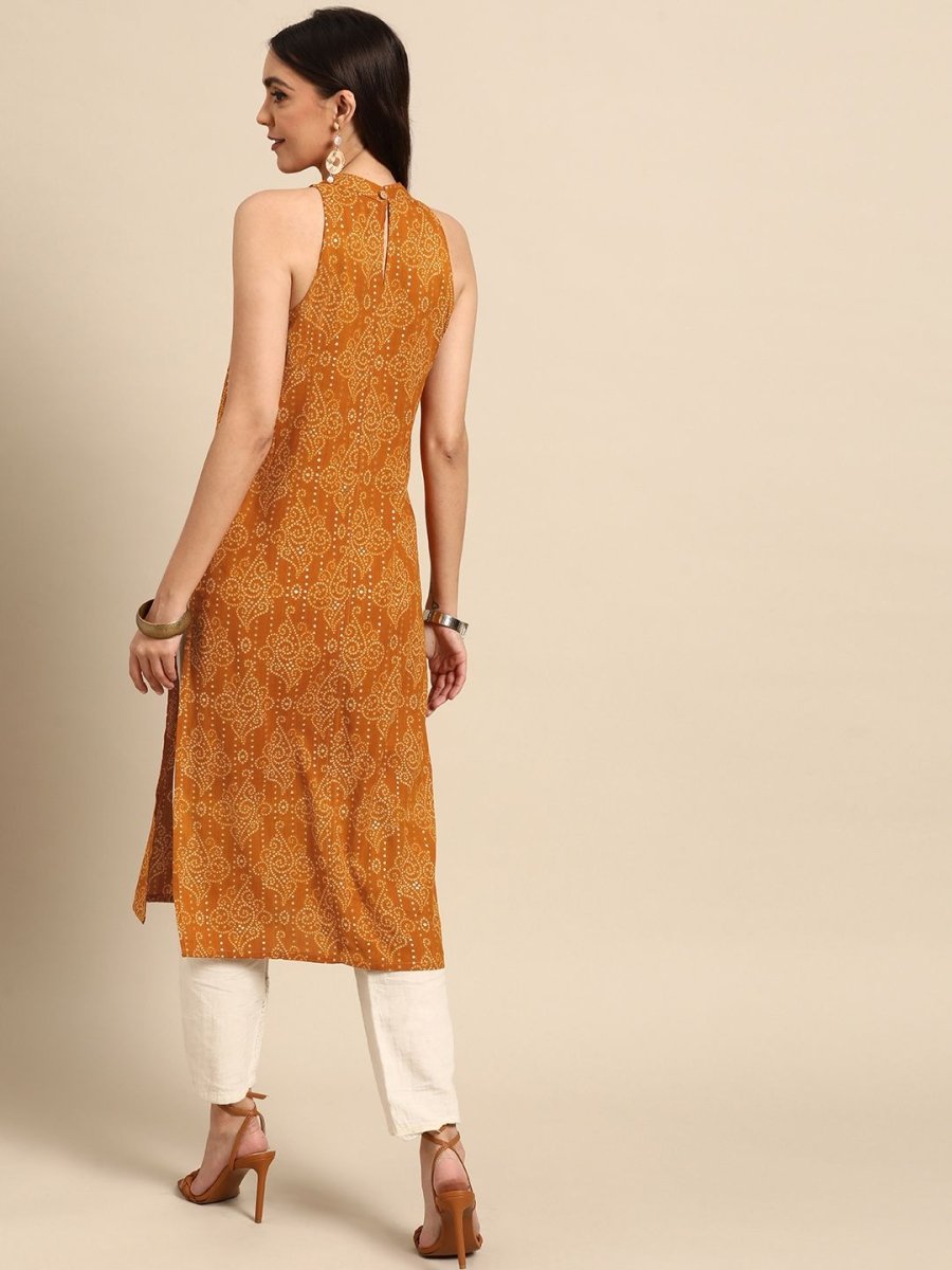 Anouk Women Yellow Bandhani Printed Kurta - Swadesiicart
