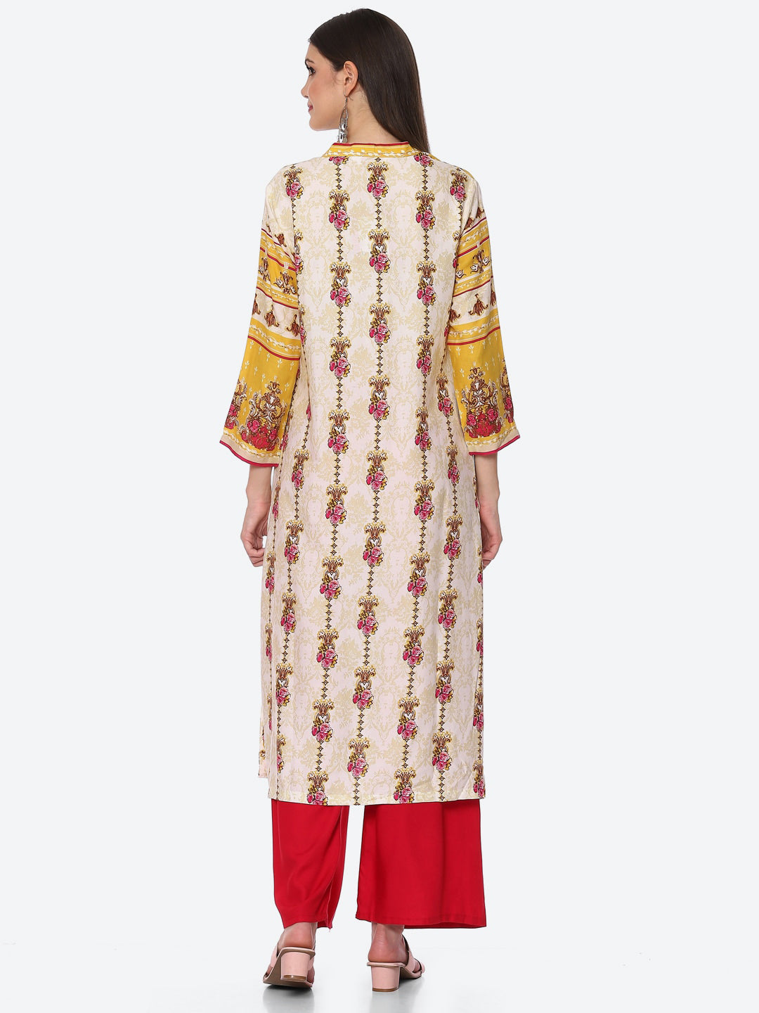 Biba Women Yellow Ethnic Motifs Printed Kurta - Swadesiicart
