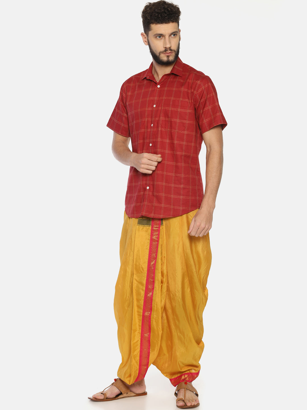Sethukrishna Mustard Yellow Solid Readymade Dhoti Pant For Men | Swadesiicart
