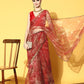 Tikhi Imli Red Floral Sequinned Organza Saree | Swadesiicart