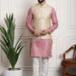 Sojanya Men Pink Ethnic Motifs Kurta with Pyjamas & Nehru Jacket | Swadesiicart