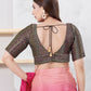 Joban Fashion Black Brocade Elbow Sleeveless Back Open Blouse - Swadesiicart