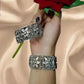 Tehzeeb Creations Women's Silver Plated Oxidised Bangle Set - Swadesiicart