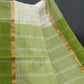 Dual Shade of Milk White And Leaf Green Pure Mangalgiri Cotton By Gayathri Reddy Designer Studio | Swadesiicart