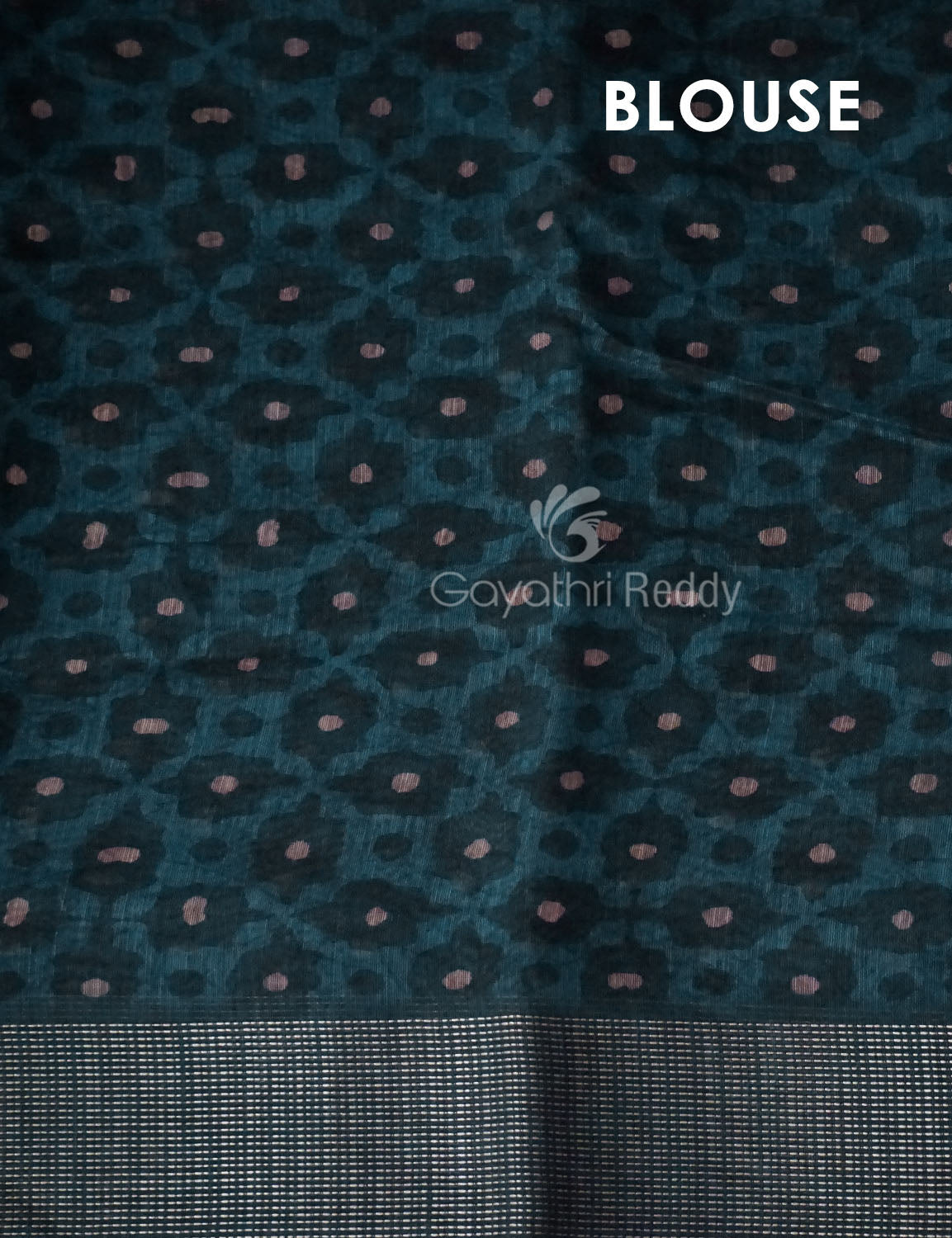 Light Green Lotus Print Semi Chanderi Saree By Gayathri Reddy Designer Studio | Swadesiicart