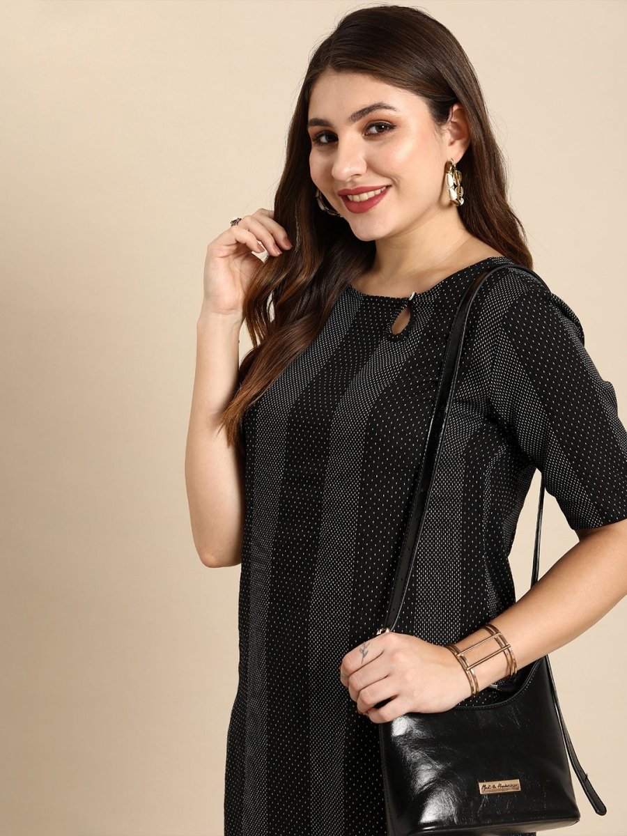 Anouk Women Striped Keyhole Neck Cotton Kurta - Swadesiicart