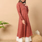 FIORRA Women's Floral Printed Red Cotton A-Line Kurta