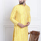 Sojanya Men Yellow & White Ethnic Motifs Embroidered Straight Kurta | Swadesiicart