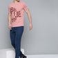 Alcis Men Dusty Pink & Maroon Typography Printed T-shirt | Swadesiicart