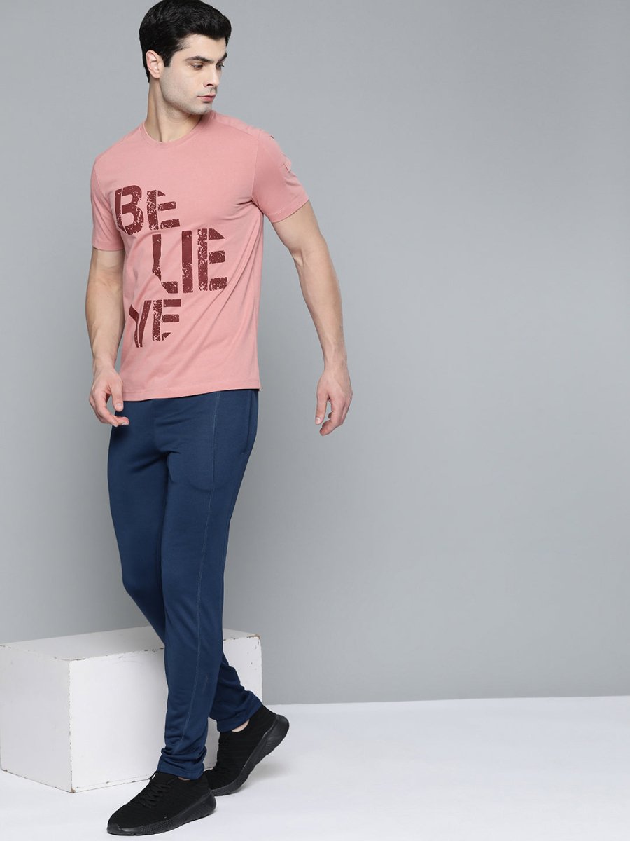 Alcis Men Dusty Pink & Maroon Typography Printed T-shirt | Swadesiicart