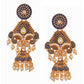 Shoshaa Blue & Gold-Toned Dome Shaped Jhumkas Earrings | Swadesiicart