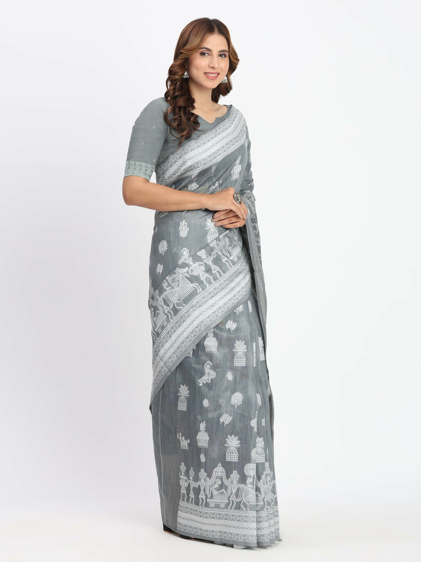 Shree Shyam Fashion Linen Cotton Pink Saree