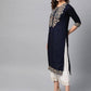 Indian Clothing Anubhutee Navy Blue Paisley Floral Embroidery Kurta Set - Swadesiicart