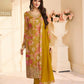 Anaita Mustard Chinon Stitched Suit with Multi Digital Print