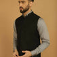 Even Apparels Nehru Jacket With Welt Pockets - Black | Swadesiicart