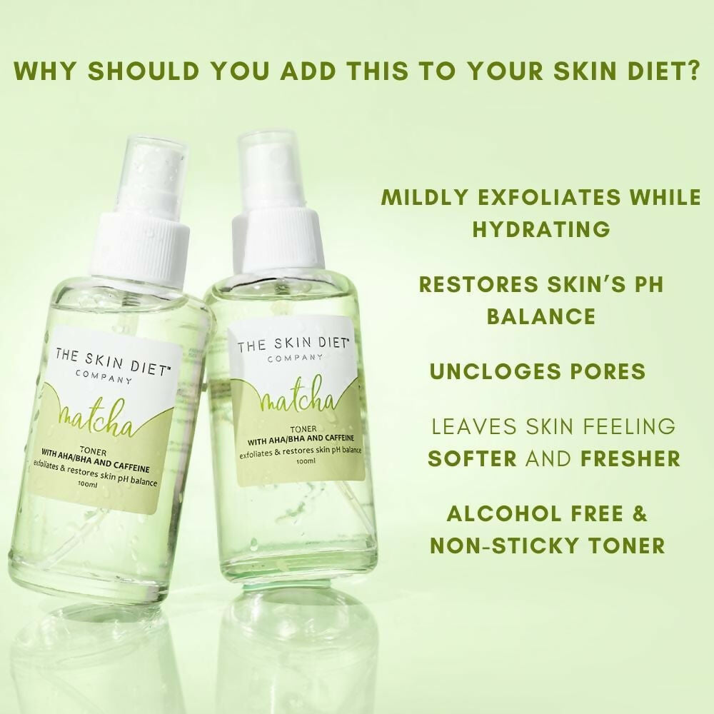 The Skin Diet Company Matcha Green Tea Toner Hydrates, Clarifies Pores, Alcohol-Free, For Oily Skin | Swadesiicart