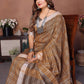 Anaita Coffee Weaving Linen Cotton Saree With Blouse