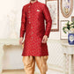 Raivat Ethnic Banarasi Jacquard Embroidery Semi Indo Western Sherwani In Maroon Colour | Swadesiicart