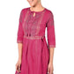 Aniyah Cotton Gold Print Flared Kurta Fuchsia (AN-163K) - Swadesiicart