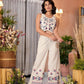 Juniper Women's Natural Thread Embroidered Cotton Top & Palazzo Co-Ord Set With Button Closure - Swadesiicart