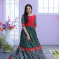 Jyoti Fashion Women's Bottle Green Patola with Foil Print Dola Silk Anarkali Dress | Swadesiicart