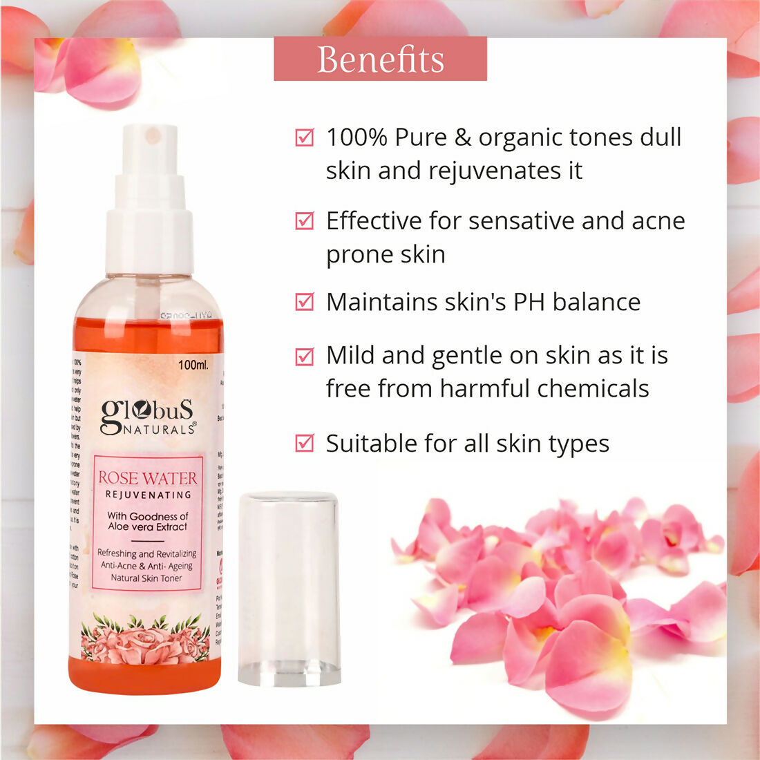 Globus Naturals Rose Toner | Swadesiicart