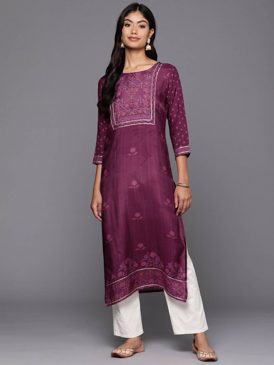 Ahalyaa Women's Traditional wear Kurta - Purple | Swadesiicart