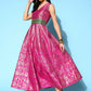 Ahalyaa Women Pink Poly Silk Gold Printed Dress | Swadesiicart