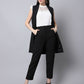 Even Apparels Black Polywool Open Front Women's Long Coat PW668 | Swadesiicart