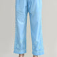 Joban Fashion Womens Cotton ChikanKari Sky Blue & White Cord set - Swadesiicart
