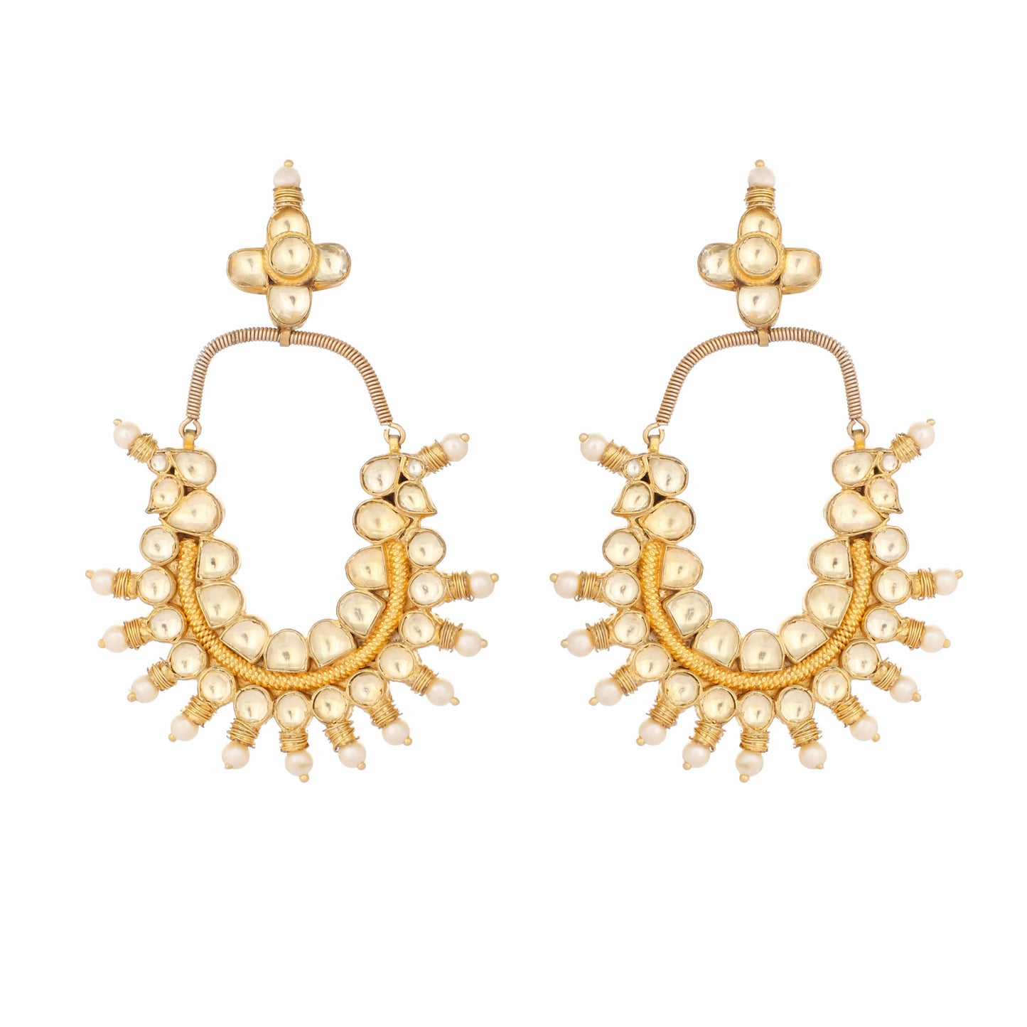Nuyug 22k Gold Plated Royal Pearl Accent Kundan Earrings | Swadesiicart
