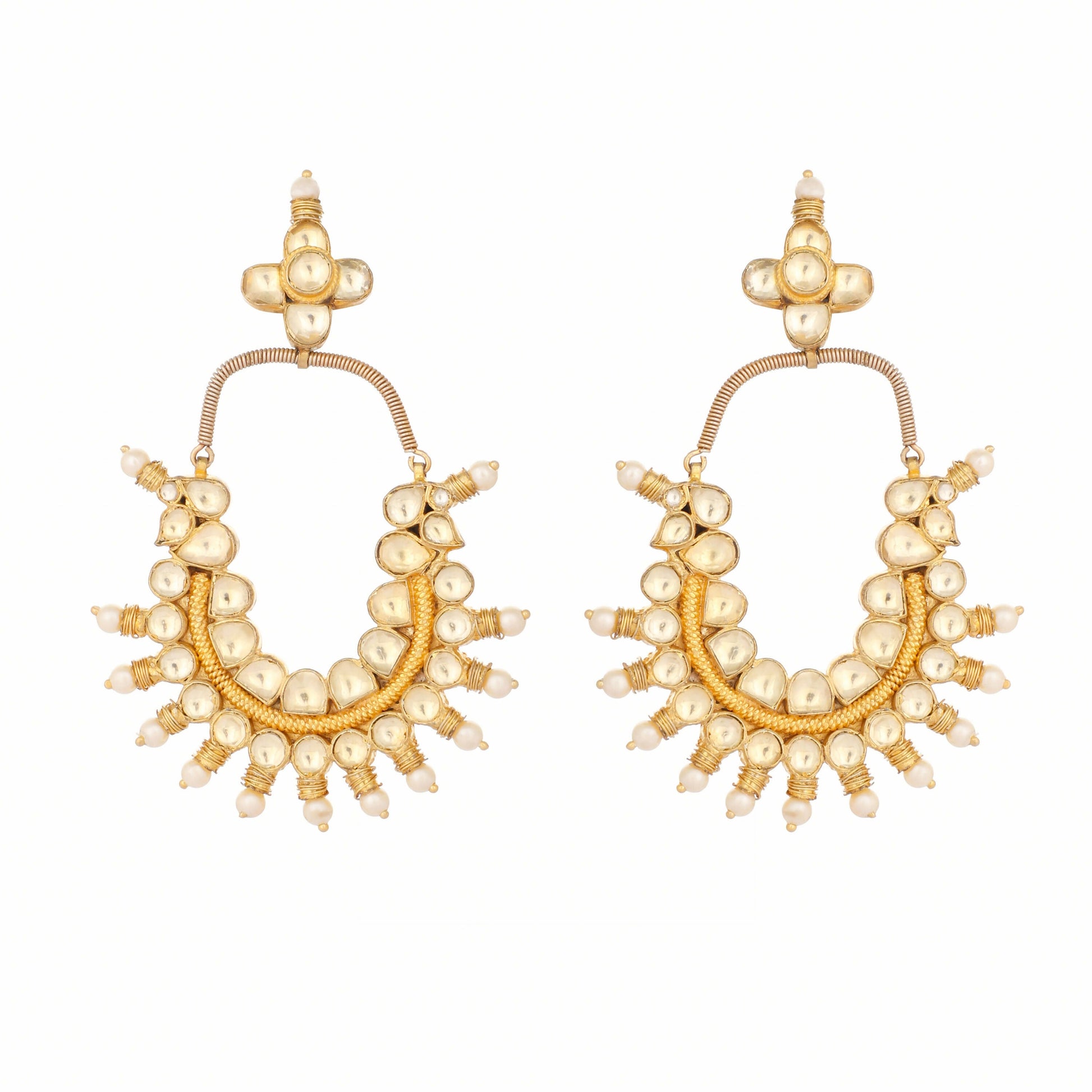 Nuyug 22k Gold Plated Royal Pearl Accent Kundan Earrings | Swadesiicart