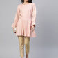 Ahalyaa Women Pink Rayon Golden Ethnic Print Tunic | Swadesiicart
