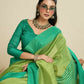Vishnu Weaves Women's Parrot Raw Silk Thread Woven Saree with Blouse - Swadesiicart
