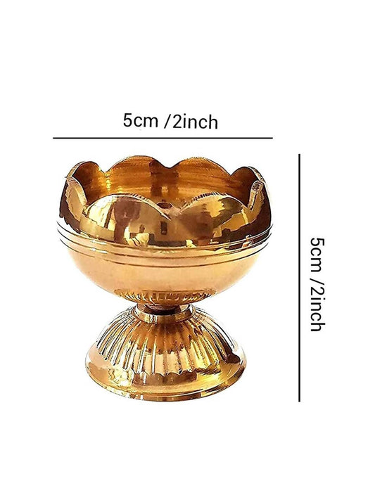 Tied Ribbons Gold Toned 5 Pieces Akhand Brass Diyas | Swadesiicart
